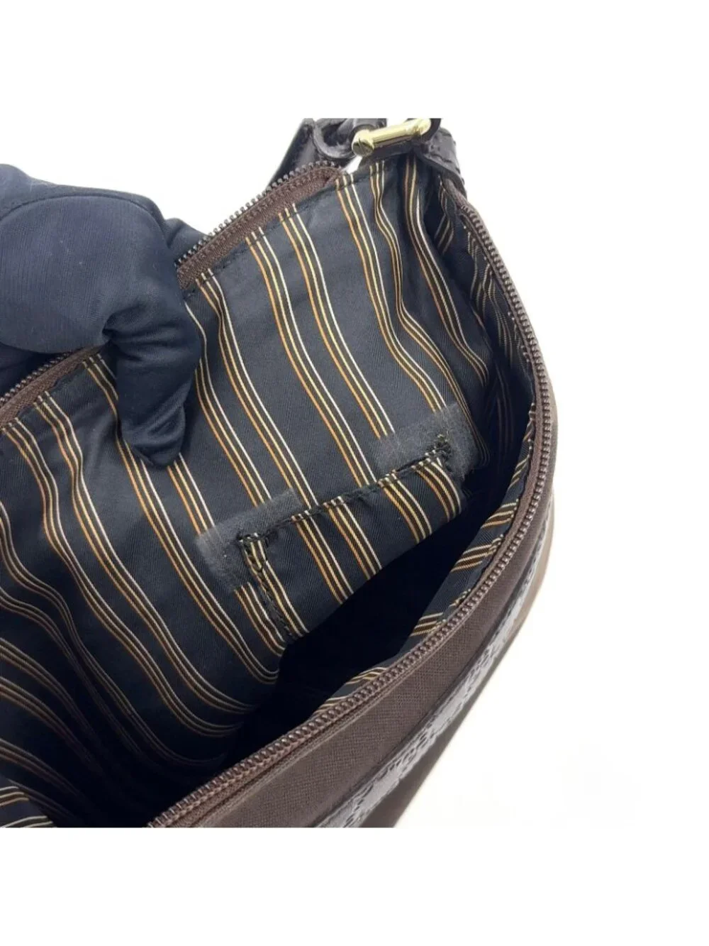 ★SOLD★ Gucci Limited Guccissima Leather Canvas Dark Brown Shoulder Bag Silver - Picture 6 of 15